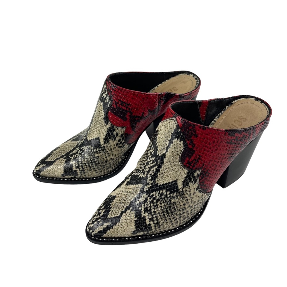 Schutz Destiny Snakeskin Print Leather Heeled Mule Size 6 - Picture 3 of 8